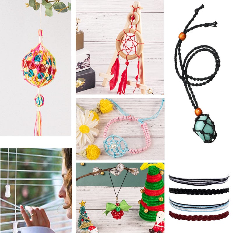 PH PandaHall 600 Yards 0.8mm Nylon Beading String Cord 6 Colors Chinese Knotting Cord Nylon Kumihimo Macrame Thread Braided Lift Shade Cord for Friendship Bracelets Christmas Tree Ornament Hair Decor - Image 2